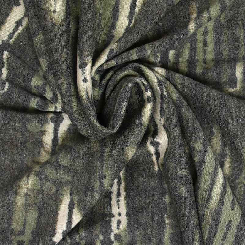 Jersey de polyviscose french terry imprimé camouflage vert