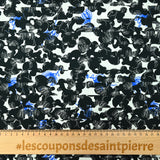 Crepe boceto de impresión viscosa de flores negras y azules