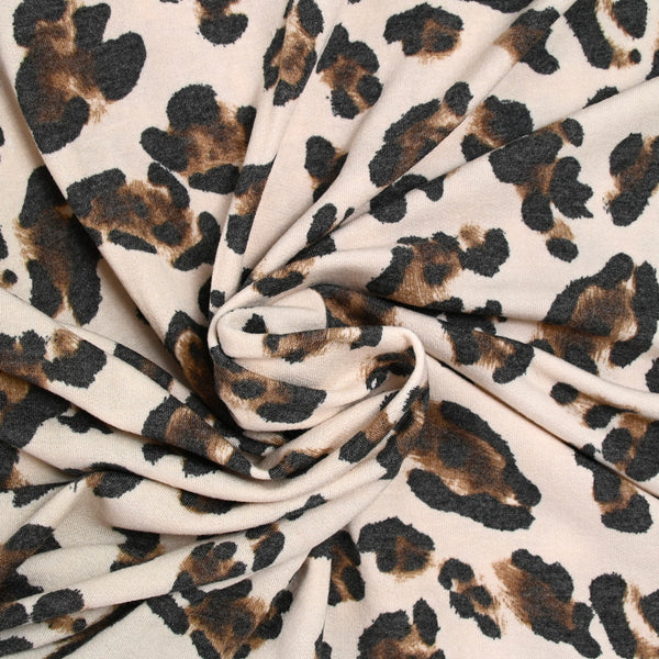 Jersey de polyviscose french terry imprimé guépard nude