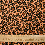 Velours de coton côtelé imprimé léopard fond camel