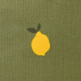 Velours de coton côtelé imprimé citron fond vert