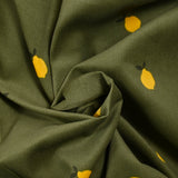 Velours de coton côtelé imprimé citron fond vert