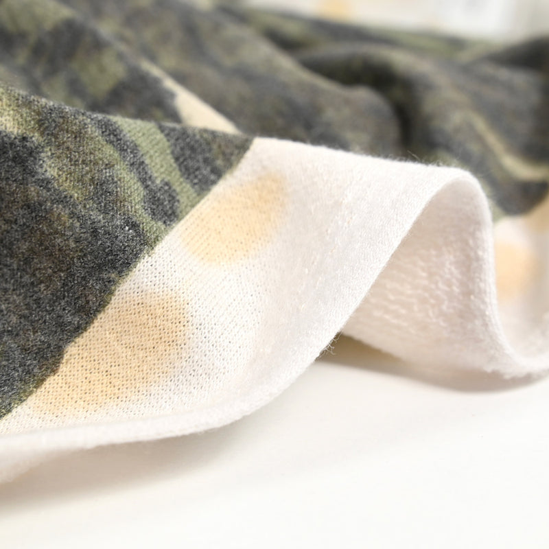 Jersey de polyviscose french terry imprimé camouflage vert