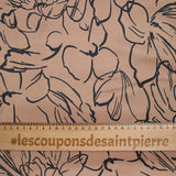 Scuba toucher suédine imprimé fleurs fond camel