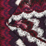 Raspberry, burgundy purple and white herringbone crochet knit