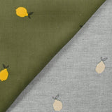 Velours de coton côtelé imprimé citron fond vert