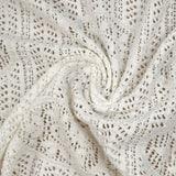 Maille dentelle effet crochet polycoton bande encerclée blanc cassé