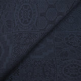 Maille dentelle effet crochet polycoton carré en macramé bleu nuit