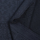 Maille dentelle effet crochet polycoton carré en macramé bleu nuit