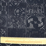 Maille dentelle effet crochet polycoton carré en macramé bleu nuit