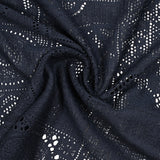 Maille dentelle effet crochet polycoton carré en macramé bleu nuit