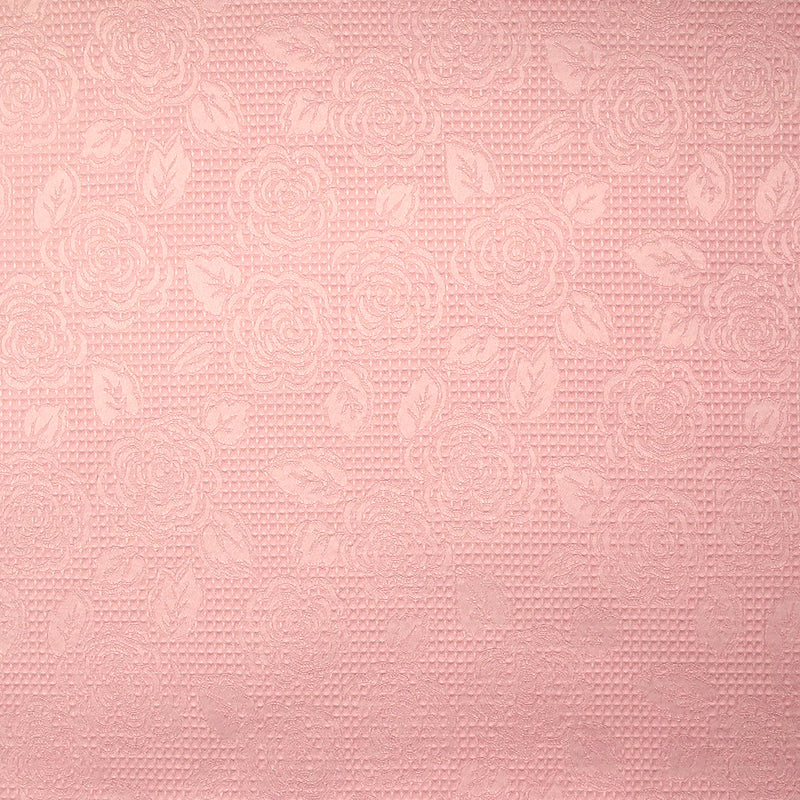 Jacquard Satin Honeycomb Pink Flowers Pastel