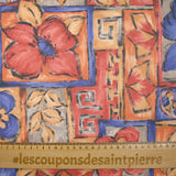 Jersey de polyester imprimé peinture en patchwork bleu, rouge et orange