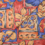 Jersey de polyester imprimé peinture en patchwork bleu, rouge et orange