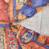 Jersey de polyester imprimé peinture en patchwork bleu, rouge et orange