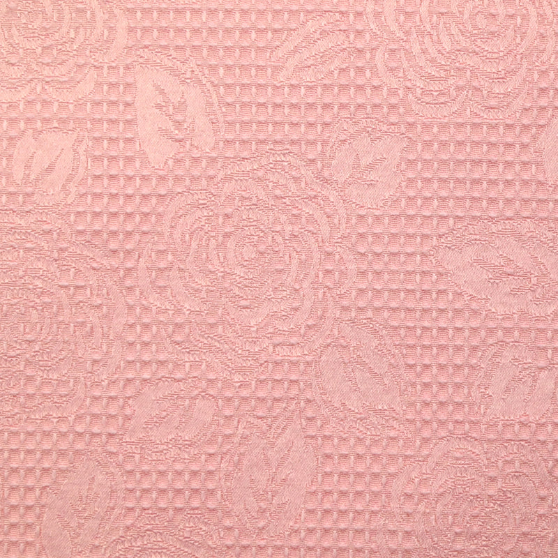 Jacquard Satin Honeycomb Pink Flowers Pastel