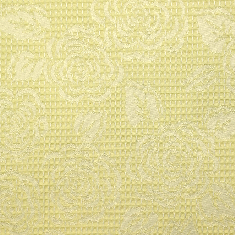 Jacquard nid d'abeille satiné fleurs jaune pâle et blanc