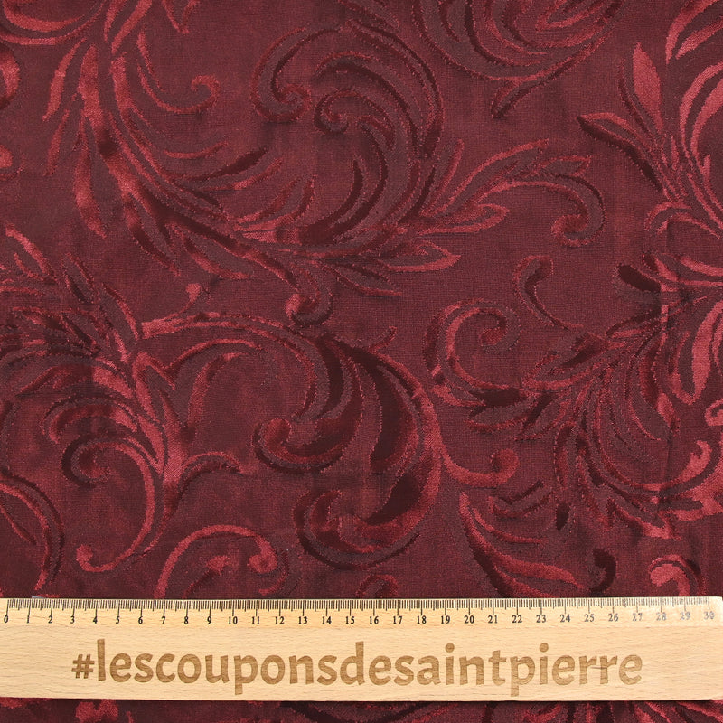 Taffetas changeant jacquard moulures bordeaux