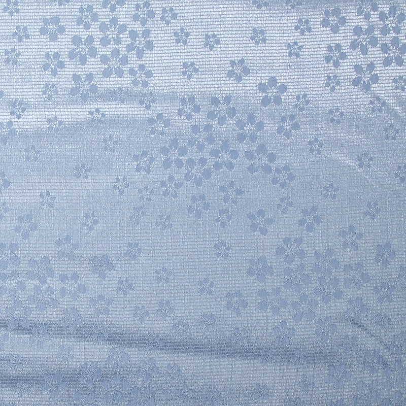 Crêpe jacquard satiné crinkle Sakura fond bleu clair