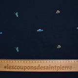 Lin et coton imprimé autoroute des vacances fond marine