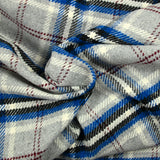 Wool blend with blue checks and gray background
