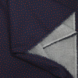 Coton imprimé pois rouge fond marine