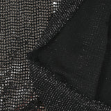Maille Lurex polyester à paillettes argentées rayées fond noir