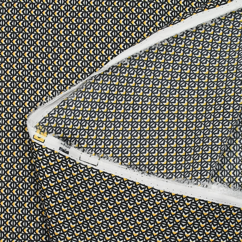Polyester envers satin imprimé géométrie jaune et noir