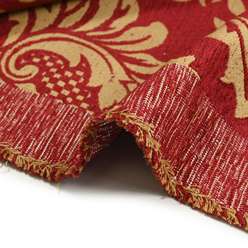 Jacquard velours moulures bordeaux fond doré