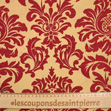 Jacquard velours moulures bordeaux fond doré