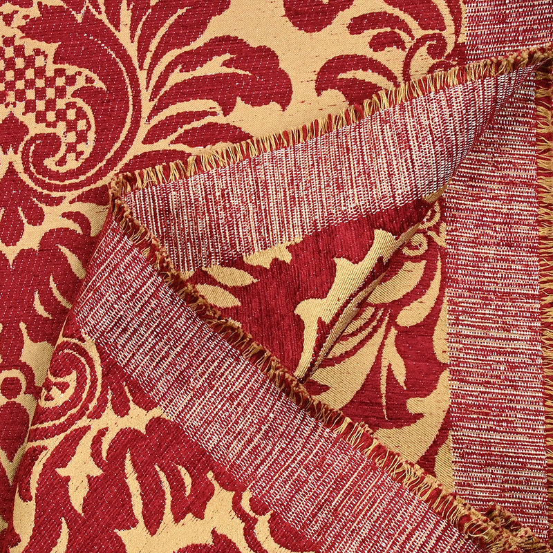 Jacquard velours moulures bordeaux fond doré