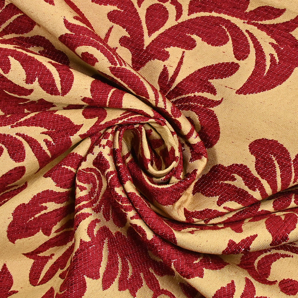 Jacquard velours moulures bordeaux fond doré