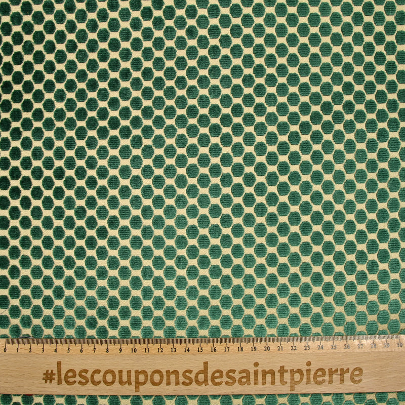 Jacquard velours lourd à pois vert émeraude