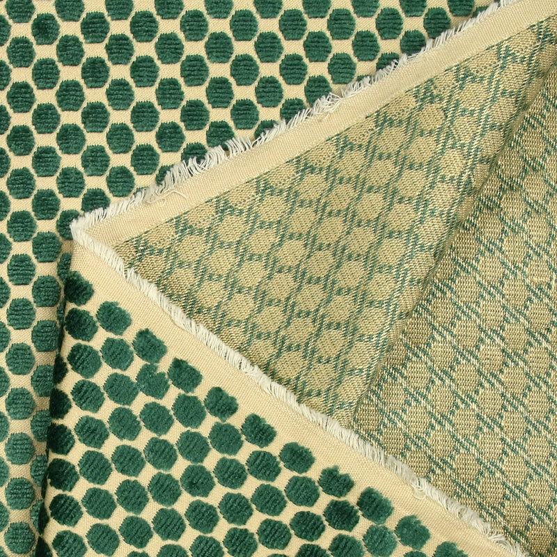 Jacquard velours lourd à pois vert émeraude