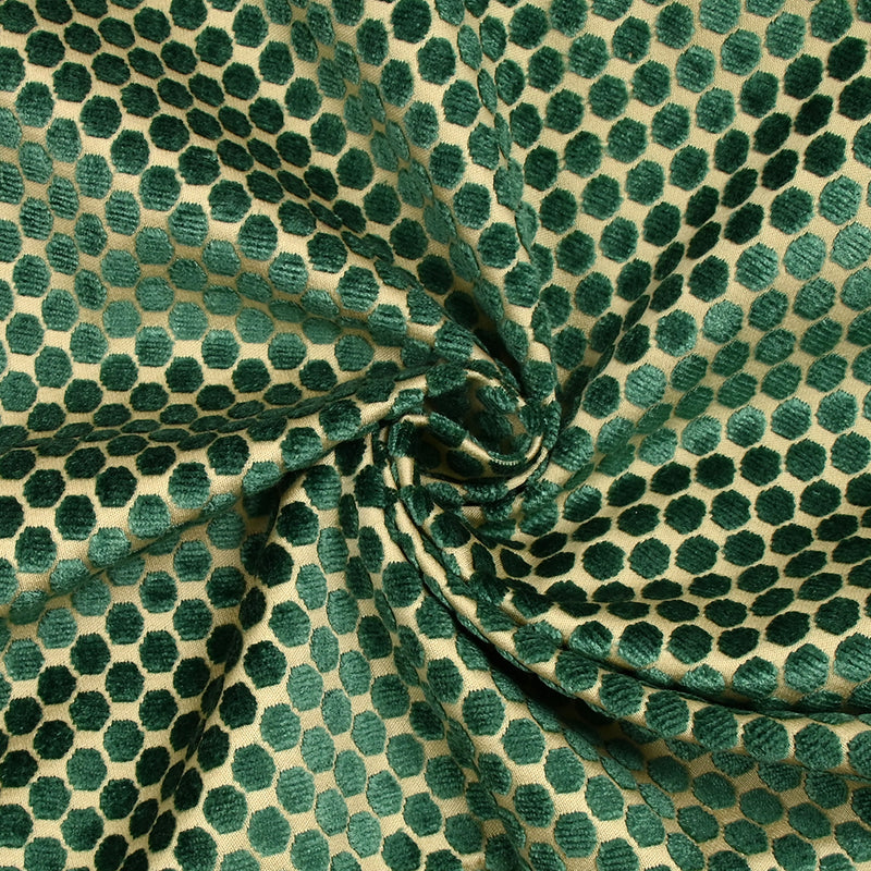 Jacquard velours lourd à pois vert émeraude