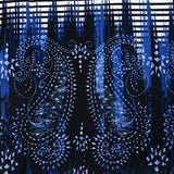 Lin et coton imprimé fantaisie bleu marine