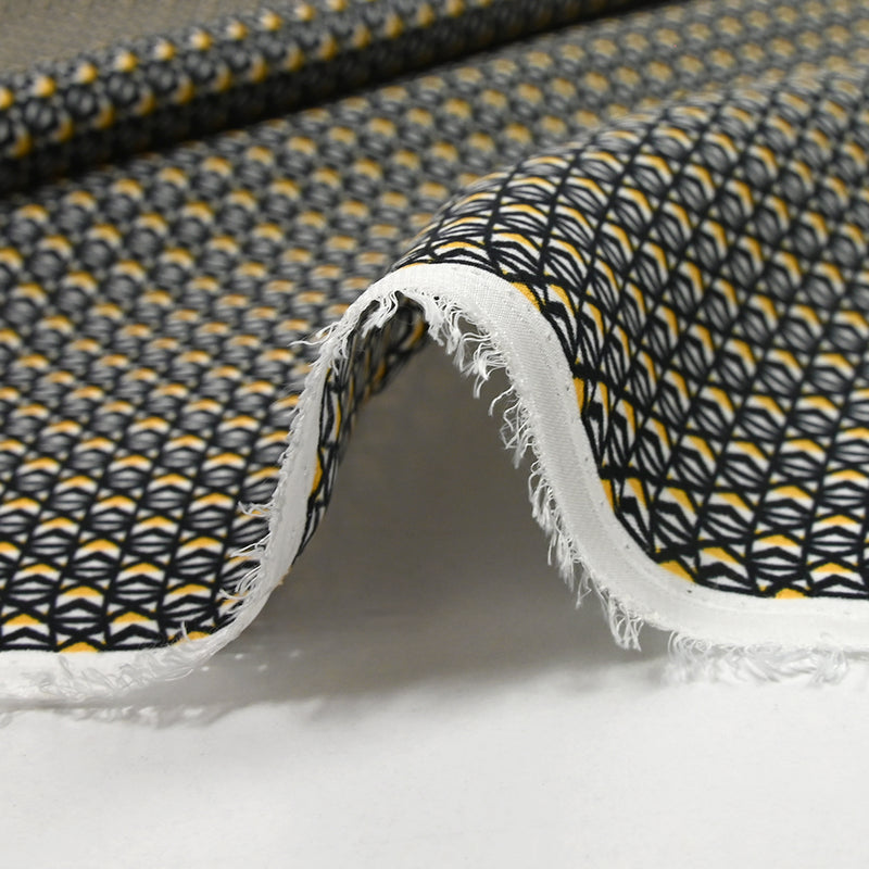 Polyester envers satin imprimé géométrie jaune et noir