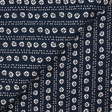 Lin viscose imprimé fleurs et pointillé rayé fond marine