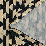 Punto crepé estampado rayas círculos negro y beige