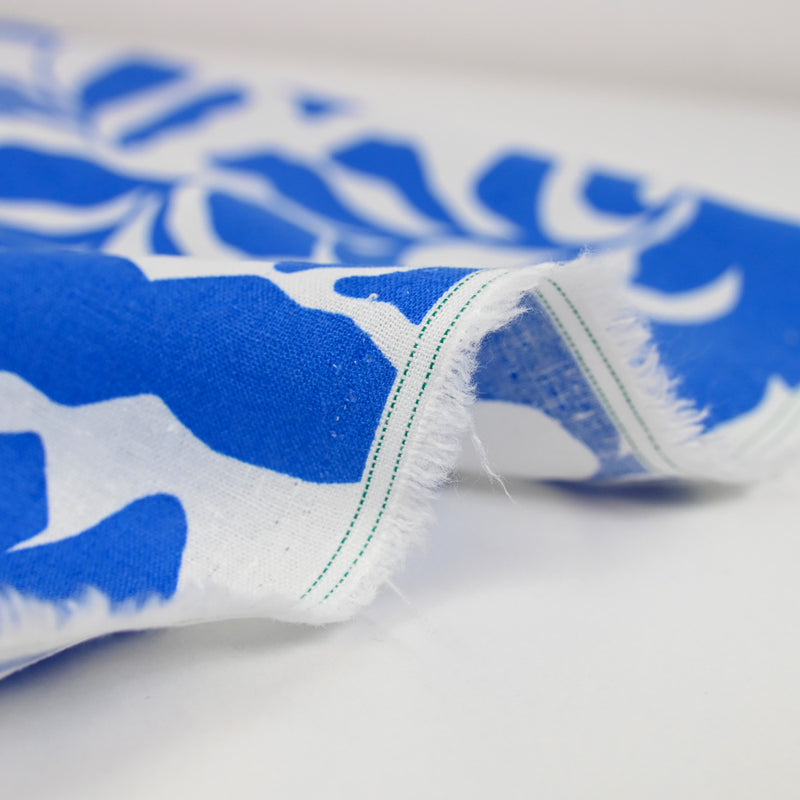 Tissu Polyester Imprimé Bleu Et Blanc - Coupon Pour Couture Vêtement Doublure
