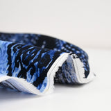 Lin et coton imprimé fantaisie bleu marine