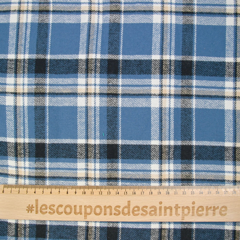 Acero azul y franela de algodón azul beige