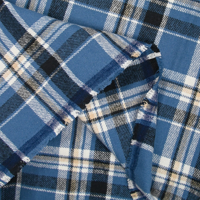 Acero azul y franela de algodón azul beige