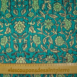 Velours matelassé double face block print et abstrait turquoise au mètre