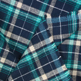 Flanelle de coton à carreaux Sam turquoise et bleu marine