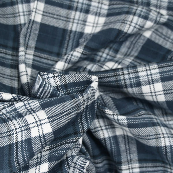 Flanelle de coton à carreaux Victor bleu jean's
