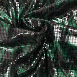 Maille polyester effet boule à facettes chevron vert et noir