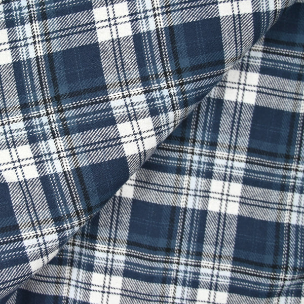Flanelle de coton à carreaux Victor bleu jean's