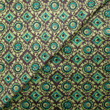 Velours ras imprimé abstrait gris et turquoise fond vert clair