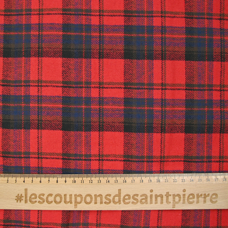 Flanelle de coton à carreaux Arthur rouge